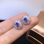 Load image into Gallery viewer, Natural Blue Tanzanite Earrings, White Gold Plated Sterling Silver Earrings for Women, Engagement Wedding Earrings
