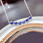 Load image into Gallery viewer, Natural Blue Sapphire Necklace, Sterling Silver With 18K White Gold Plating, September Birthstone, Engagement Wedding, Gift  For Women
