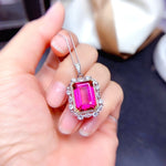 Load image into Gallery viewer, Natural PinkTopaz Ring Pendant, Emerald Cut, Silver Ring Pendant, November Birthstone, Engagement Cocktail Wedding Ring, Art Deco Aesthetic
