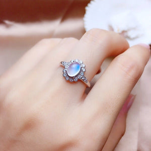 Natural Moonstone Ring Pendant Set, June Birthstone, Sterling Silver Ring, Handmade Wedding Engagement Gift For Women Her