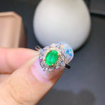 Load image into Gallery viewer, Natural Green Emerald Ring, Sterling Silver RIng, May Birthstone, Handmade Engagement Gift For Women Her
