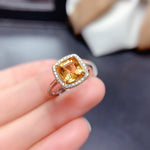 Load image into Gallery viewer, Natural Citrine Ring, Asscher Cut, November Birthstone, Sterling Silver Rings For Women, Handmade Wedding Engagement Gift For Mum Her
