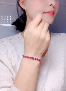 Natural Pink Topaz Bracelet, November Birthstone, Sterling Silver With 18K Gold Plating, Handmade Engagement Gift For Women Her
