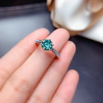 Load image into Gallery viewer, 1 Carat Top Grade Bluish Green Moissanite Ring, S925 Sterling Silver, Handmade Wedding Engagement Gift For Women Her
