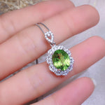 Load image into Gallery viewer, Natural Green Peridot Earrings Pendant Ring Set, August Birthstone, Sterling Silver With 18K Gold Plating, Handmade Engagement Gift
