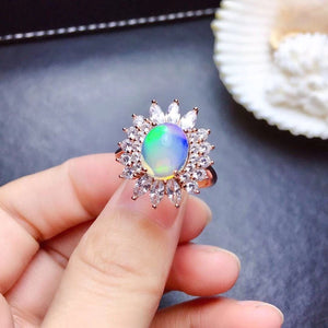 Natural Opal Ring, Sterling Silver Ring, October Birthstone, Handmade Engagement Gift For Women Her