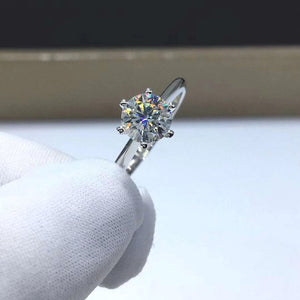 1/2 Carat Tiffany Style Moissanite Ring, S925 Sterling Silver, Handmade Wedding Engagement Gift For Women Her