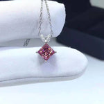 Load image into Gallery viewer, 1 Carat Pink Moissanite Pendant Necklace, Princess Cut, S925 Sterling Silver, Handmade Engagement Gift  For Women Her
