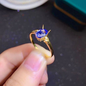 Natural Ceylon Blue Sapphire Ring, September Birthstone, 18K Solid Yellow Gold Genuine Diamond Rings, Handmade Engagement Gift For Women Her