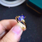 Load image into Gallery viewer, Natural Ceylon Blue Sapphire Ring, September Birthstone, 18K Solid Yellow Gold Genuine Diamond Rings, Handmade Engagement Gift For Women Her
