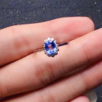Load image into Gallery viewer, Natural Ceylon Blue Sapphire Ring, September Birthstone, Solid 18K White Gold Genuine Diamond Rings, Handmade Engagement Gift For Women Her
