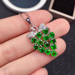 Load image into Gallery viewer, Natural Green Chrome Diopside Pendant Necklace, Sterling Silver Pendant, May Birthstone, Handmade Engagement Gift For Women Her
