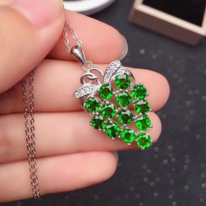 Natural Green Chrome Diopside Pendant Necklace, Sterling Silver Pendant, May Birthstone, Handmade Engagement Gift For Women Her