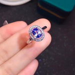 Load image into Gallery viewer, Natural Blue Sapphire Ring, 18K White Gold, Diamonds, September Birthstone, Handmade Engagement Wedding, Gift  For Women Her
