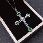 Load image into Gallery viewer, Natural Green Tsavorite Necklace, S925 Sterling Silver, May Birthstone, Handmade Engagement Gift For Women Her
