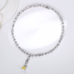 Luxury Simulated Diamond Necklace, Created Gemstone, Necklace for Women, Handmade Wedding Engagement
