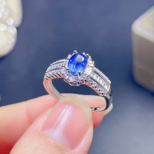Natural  Blue Kyanite Ring, S925 Sterling Silver, Handmade Engagement Gift For Women Her