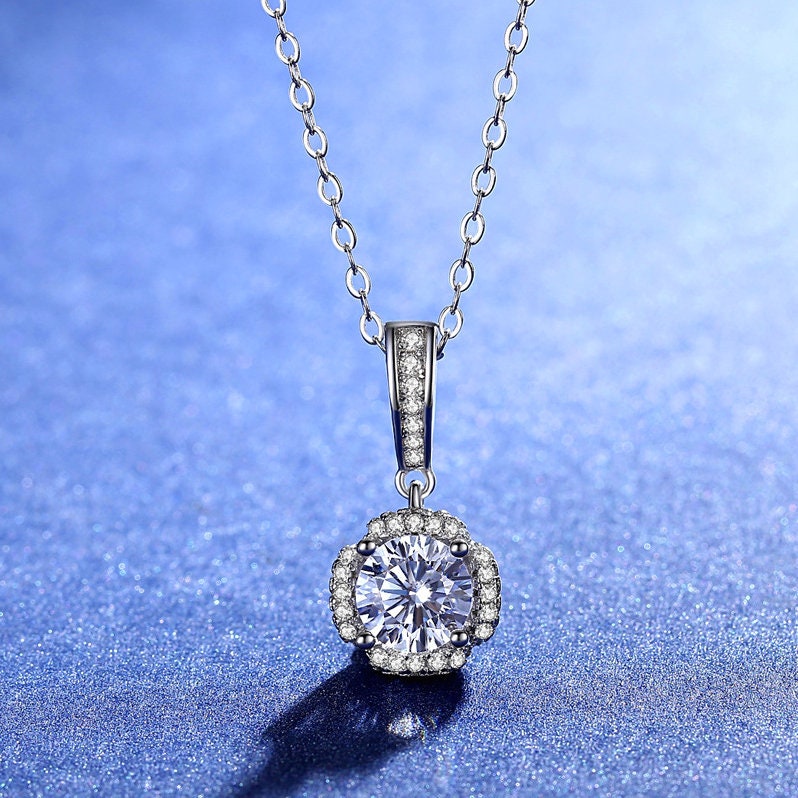 1 Carat Moissanite Earrings Bracelet Pendant Necklace Set, Moissanite Diamond, S925 Sterling Silver, Handmade