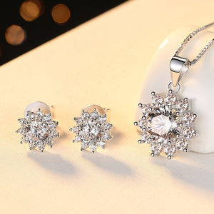0.5/1/2 Carat Moissanite Earrings Pendant Necklace Set, Moissanite Diamond, S925 Sterling Silver, Handmade