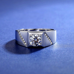 1/2/3/5 Carat Top Grade Moissanite Ring For Men, S925 Sterling Silver, Handmade Wedding Engagement Gift Art Deco