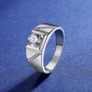 1/2/3/5 Carat Top Grade Moissanite Ring For Men, S925 Sterling Silver, Handmade Wedding Engagement Gift Art Deco