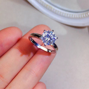 1 or 1.5 Carat Tiffany Style Moissanite Ring, 18K White Gold,  Handmade Wedding Engagement Gift For Women Her