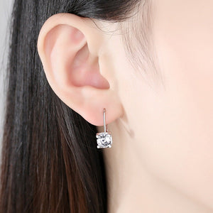 1+1 Carat Shinning Moissanite Earrings, S925 Sterling Silver, Handmade Engagement Gift  For Women Her