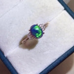 Load image into Gallery viewer, Natural Black Opal Ring, Solid Rainbow Fire Opal, S925 Sterling Silver, October Birthstone, Handmade Gift For Her Mum
