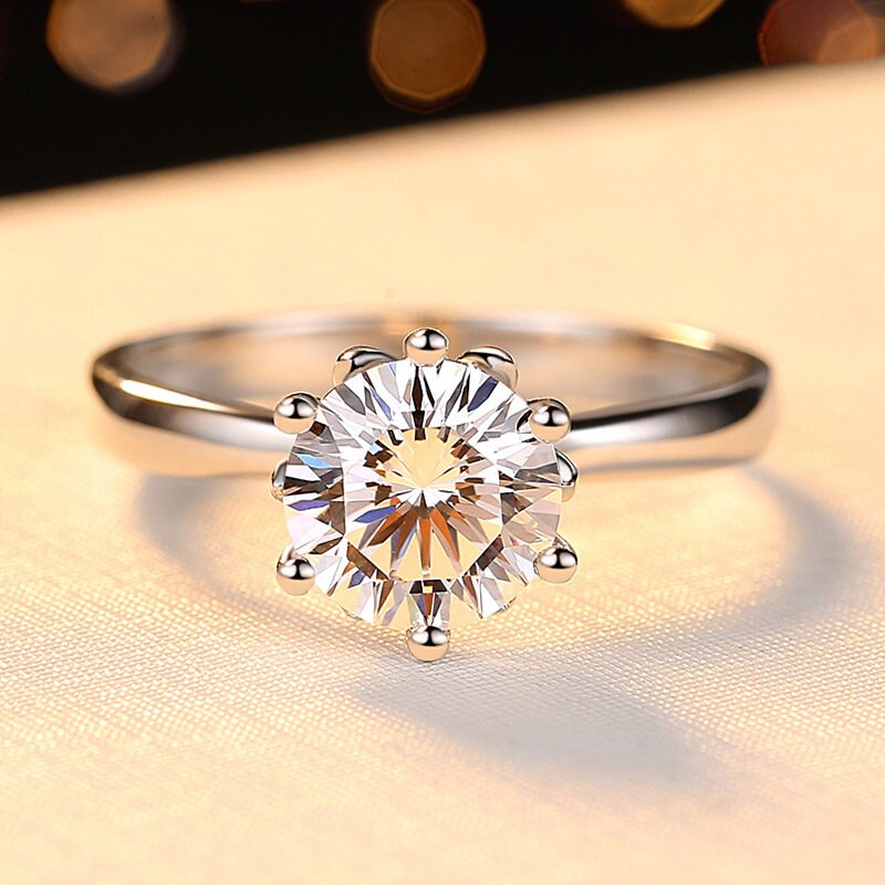 1 Carat Moissanite Ring, Moissanite Diamond, S925 Sterling Silver, Handmade Wedding Engagement Gift For Her