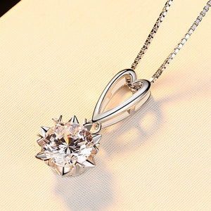 1 or 2 Carat Shinning Moissanite Pendant Necklace, S925 Sterling Silver, Handmade Engagement Gift  For Women Her