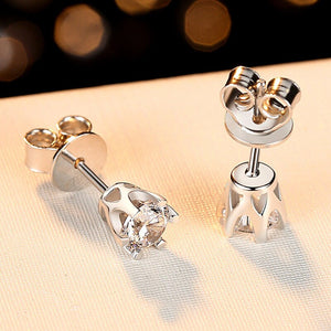 0.5 or 1 Carat Shinning Moissanite Earrings, S925 Sterling Silver, Handmade Engagement Gift  For Women Her
