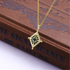 9K Yellow Gold Natural Green Chrysoprase Necklace Pendant, Pendant for Women, Handmade Engagement Gift For Women