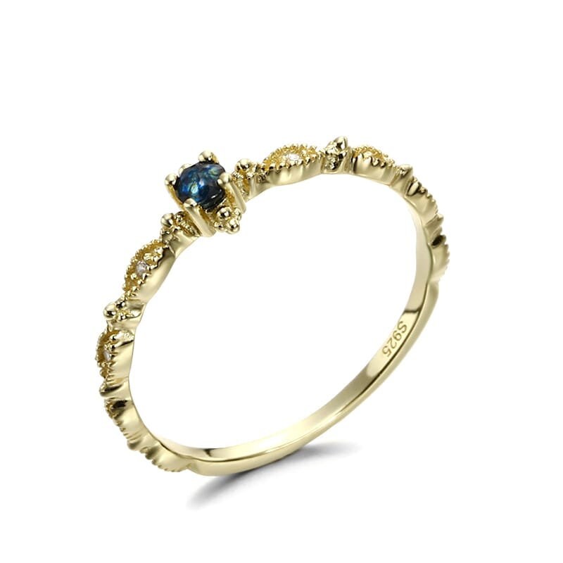 Natural  Blue Sapphire Ring, 9K Yellow Gold Ring, September Birthstone, Handmade Engagement Gift For Women Her