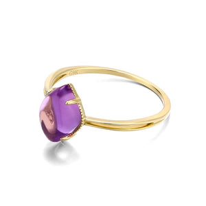 Natural Purple Amethyst Ring, 9K Yellow Gold, February Birthstone, Handmade Engagement Gift For Women Her