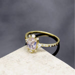 Load image into Gallery viewer, Natural Purple Amethyst Ring, 10K Yellow Gold, February Birthstone, Handmade Engagement Gift For Women Her
