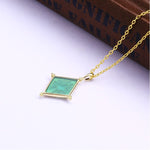 Load image into Gallery viewer, 9K Yellow Gold Natural Green Chrysoprase Necklace Pendant, Pendant for Women, Handmade Engagement Gift For Women
