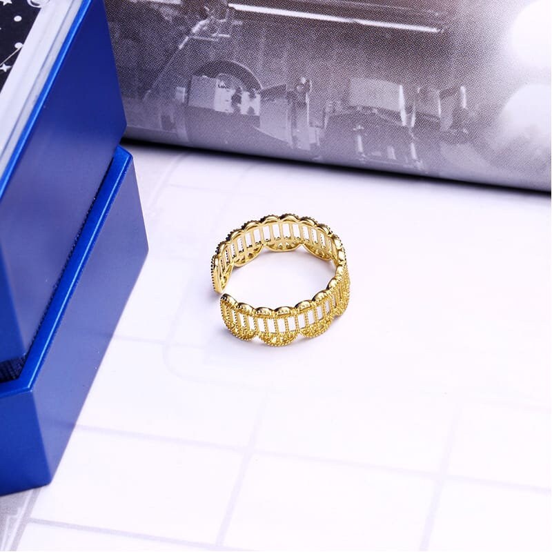 9K Yellow Gold Ring For Women, Adjustable Lace Ring, Wedding  Engagement