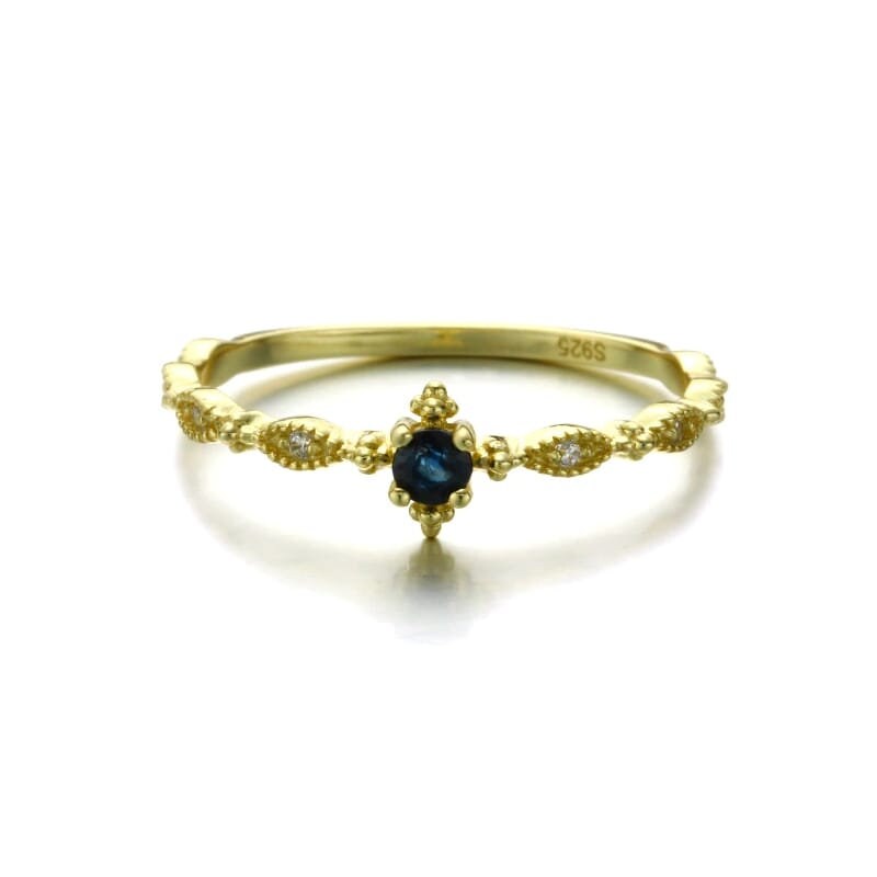 Natural  Blue Sapphire Ring, 9K Yellow Gold Ring, September Birthstone, Handmade Engagement Gift For Women Her