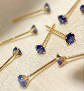 Natural Blue Sapphire Earrings, Au750 18K Gold,  Diamond Side Stones, September Birthstone, Handmade Engagement Gift For Women Her