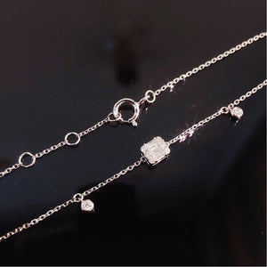 18K White Gold Diamond Bracelet,  Handmade Engagement Gift  For Women Her
