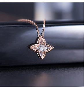 18K Gold Diamond Pendant Necklace, Handmade Wedding Engagement Gift  For Women Her