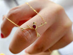 Load image into Gallery viewer, 18K Gold Natural Blood Red Ruby Pendant Necklace, Diamond Side Stones, Gold Pendant For Women, Handmade Engagement Gift For Women Her
