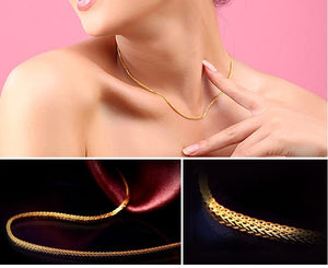 18K Gold Chain Pendant Necklace, Gold Chain For Women, Handmade Engagement Gift For Women Her